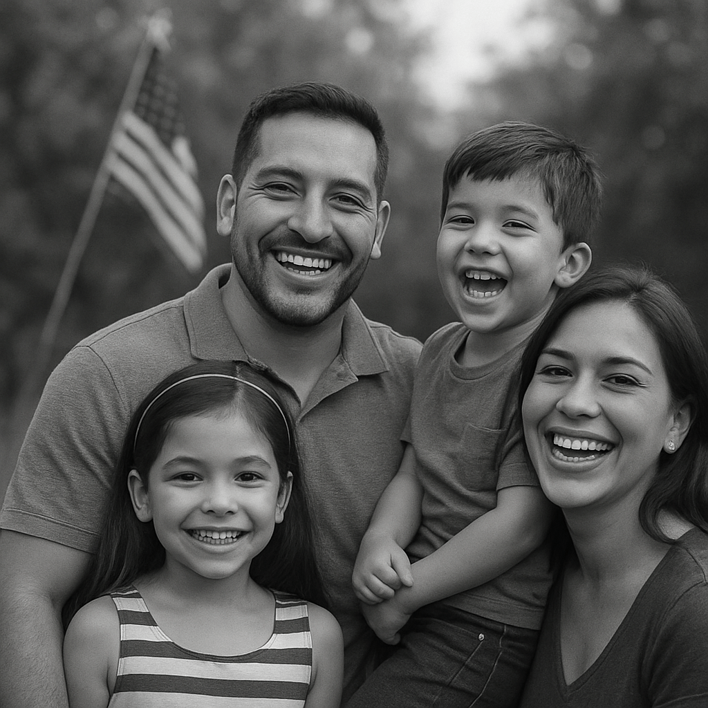 a happy family in america