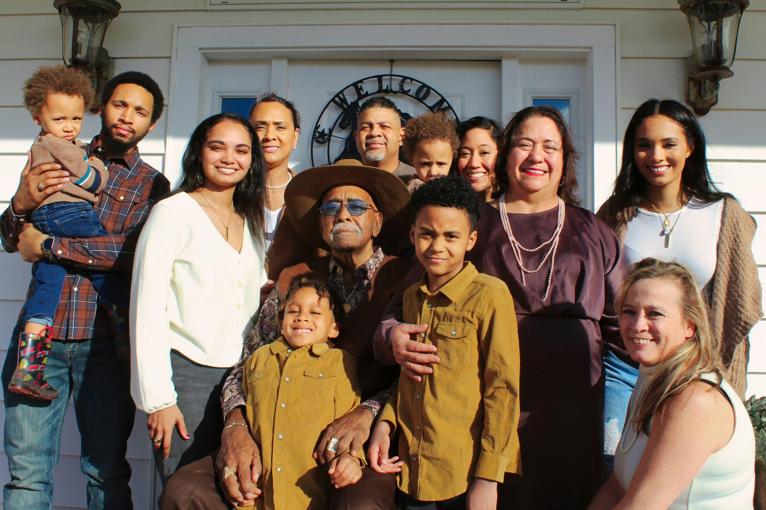 a family poses for a picture
